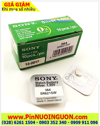 Sony SR621SW _Pin 364; Pin đồng hồ 1.55v Silver Oxide Sony SR621SW _Pin 364